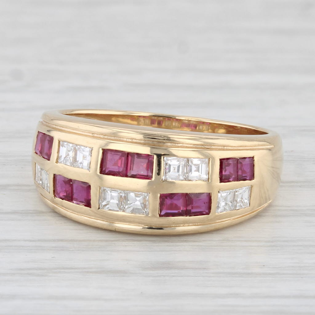 Light Gray 1.20ctw Diamond Ruby Ring 18k Yellow Gold Size 7.25