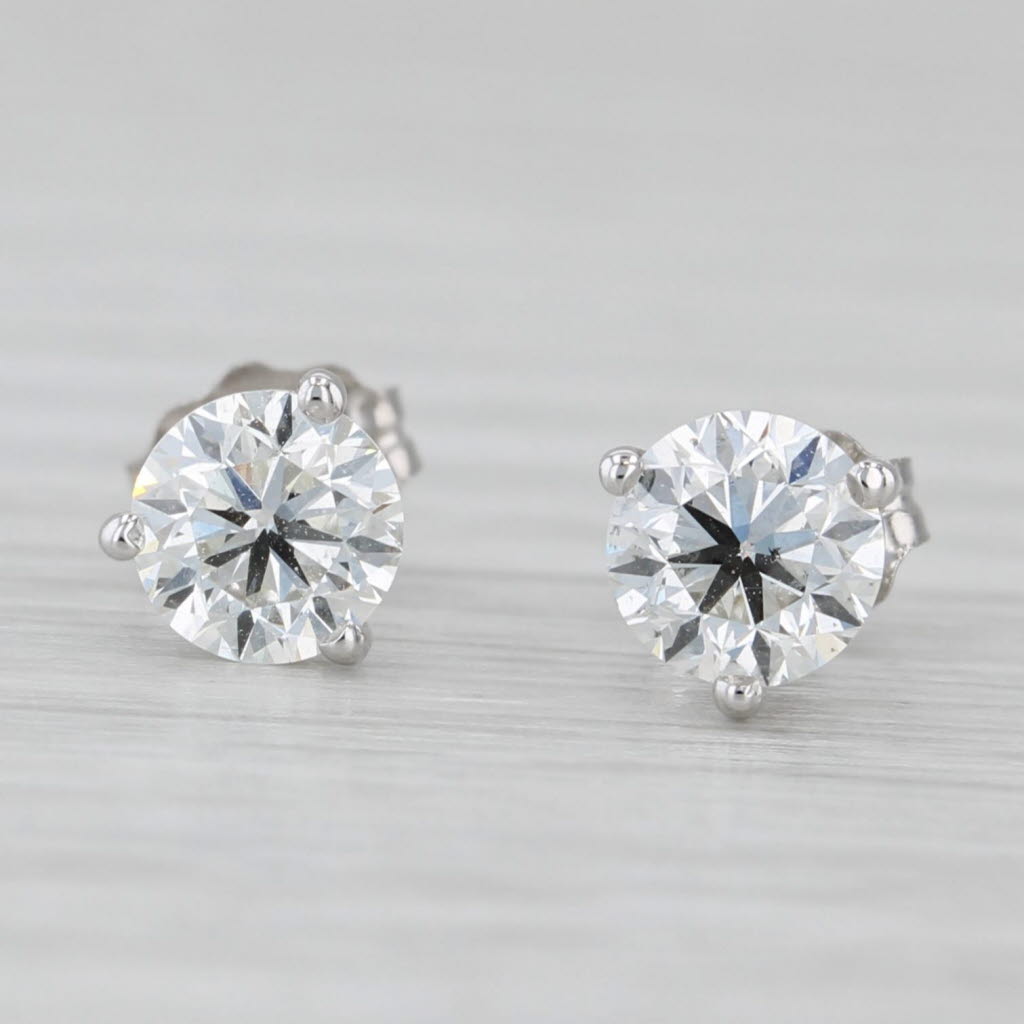 Light Gray 0.84ctw Diamond Round Solitaire Stud Earrings 14k White Gold