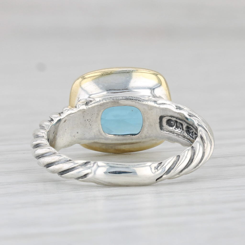 Light Gray David Yurman Noblesse Collection 3.25ct Blue Topaz Ring Sterling Silver 18k Gold