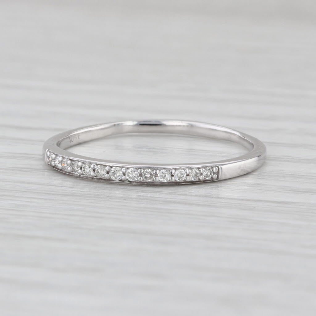 0.09ctw Diamond Wedding Band 10k White Gold Stackable Ring Size 10.5