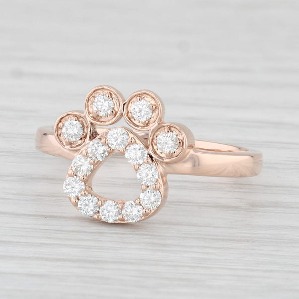 New 0.41ctw Diamond Paw Print Ring 14k Rose Gold Size 7.75