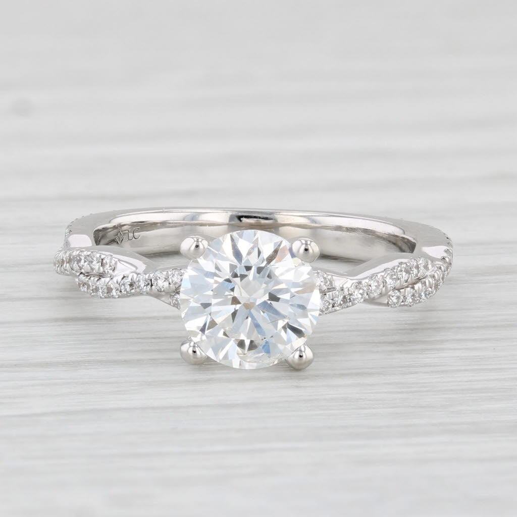 Light Gray 1.47ctw Round Diamond Engagement Ring 18k White Gold Size 5.5