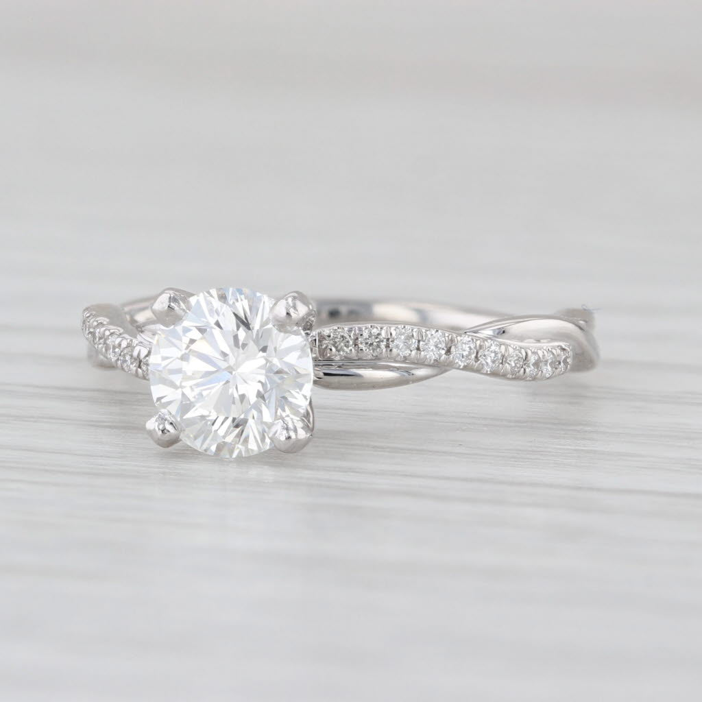 1.11ctw VS1 Round Diamond Engagement Ring Platinum Size 6 IGI Card