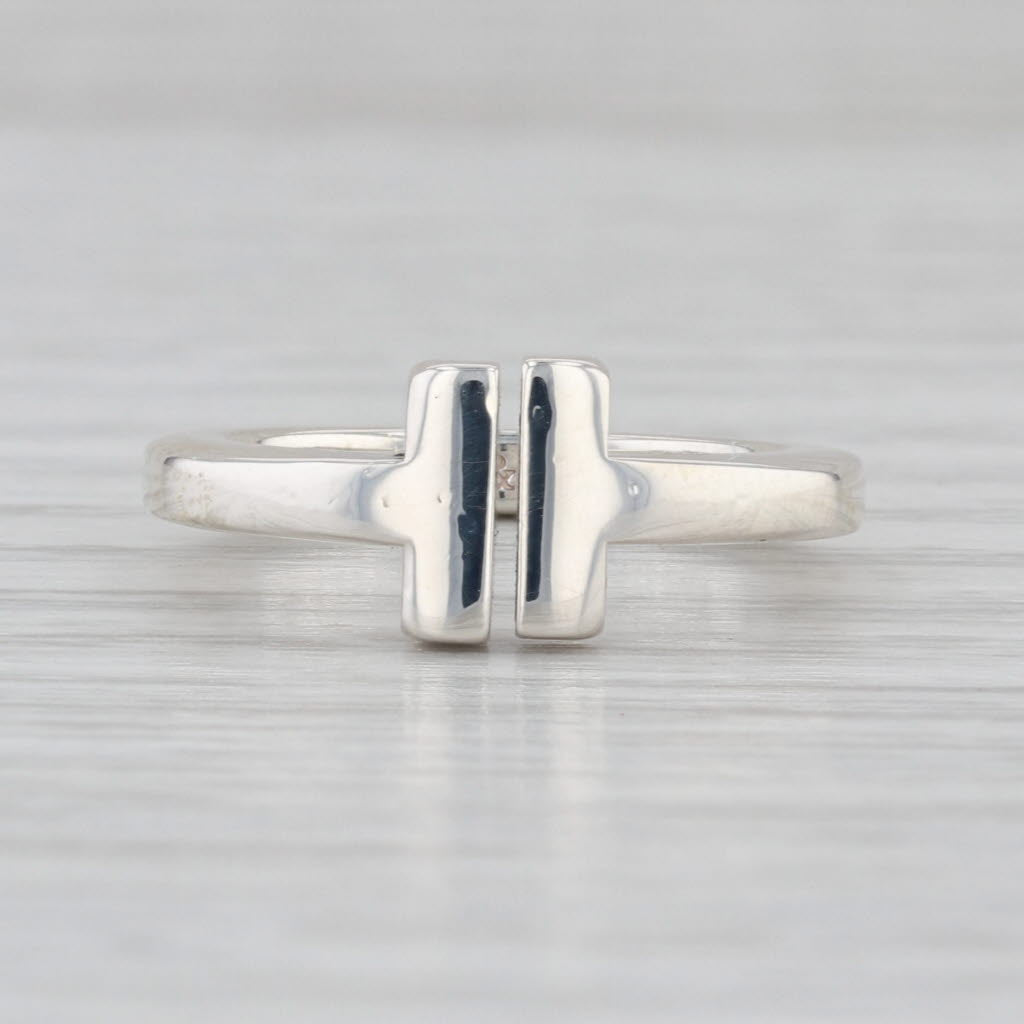 Tiffany T Square Ring Sterling Silver w/ Pouch Size 5 Adjustable