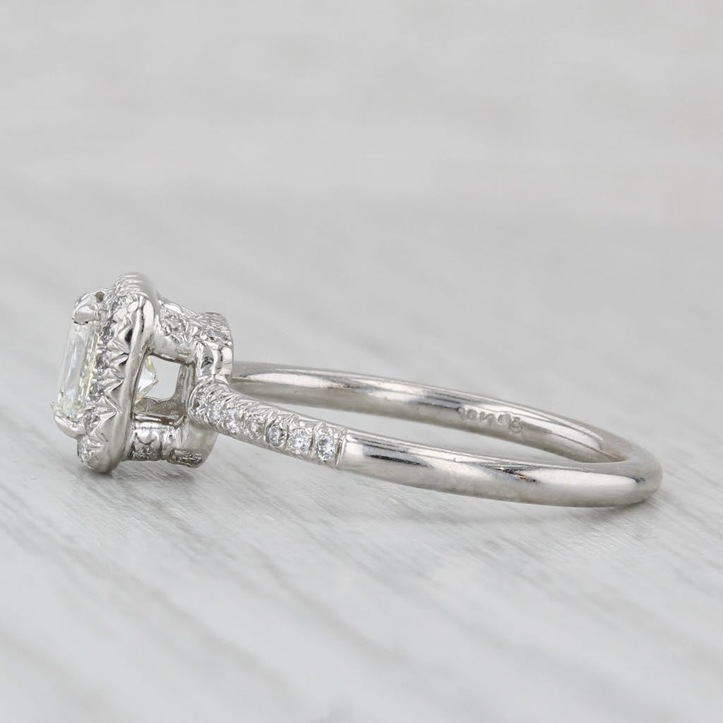 Light Gray 1.08ctw Diamond Halo Engagement Ring 14k White Gold Size 7 GIA