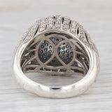 0.71 ctw Blue Diamond Cluster Sterling Silver Size 7 Ring Cocktail