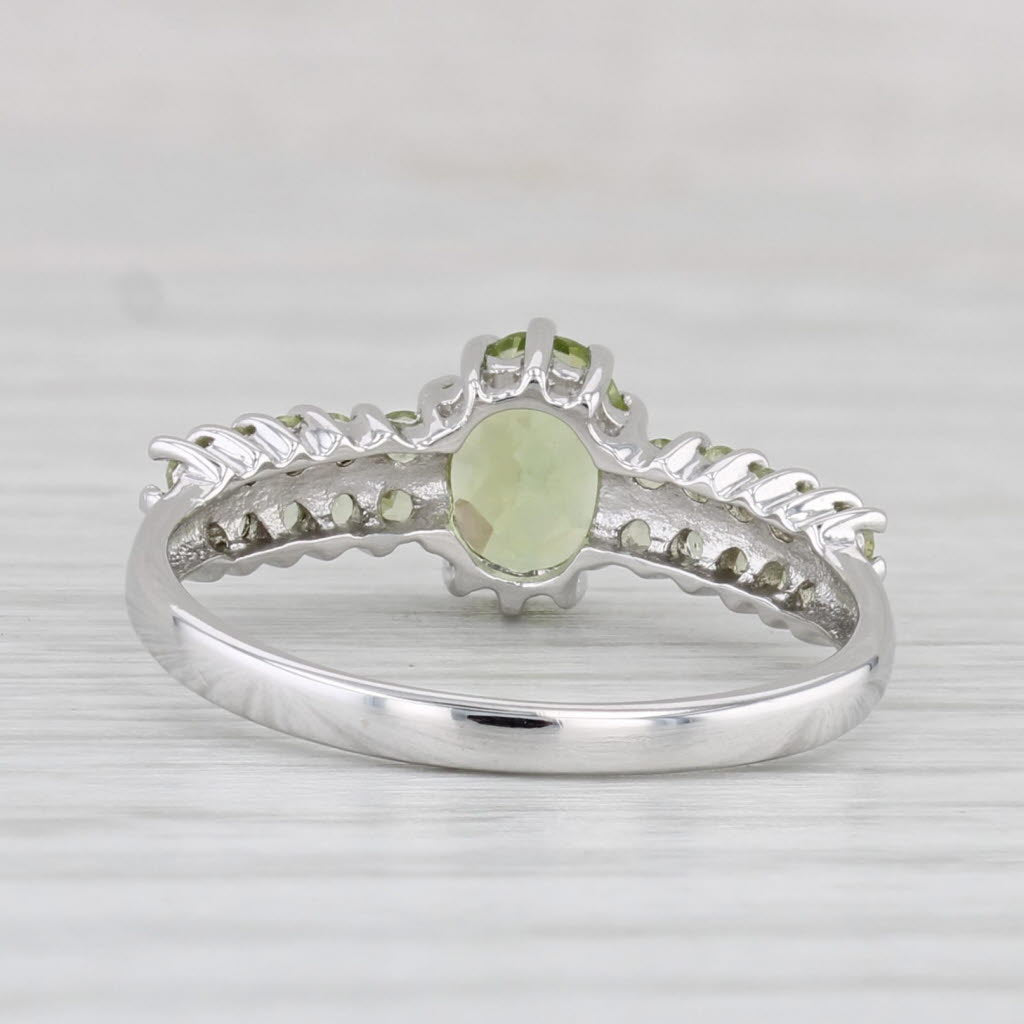 Light Gray 1.12ctw Oval Peridot Ring 10k White Gold Size 7