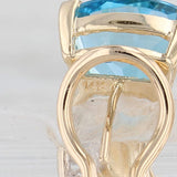 7.10ctw Trillion Blue Topaz Diamond Drop Earrings 14k Yellow Gold