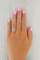 Gray New Beverley K 0.76ctw Sapphire Diamond Halo Ring 14k Gold Engagement Size 7