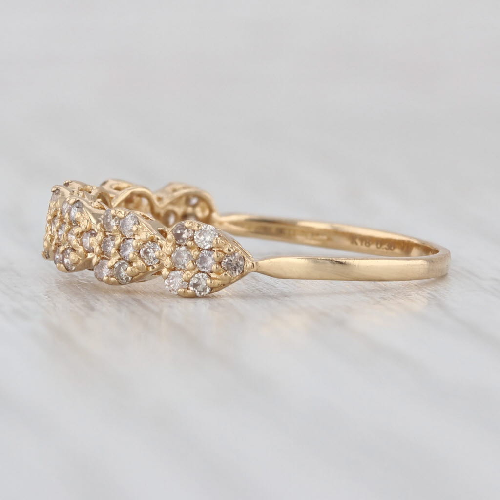 0.30ctw Diamond Hearts Ring 18k Yellow Gold Stackable Wedding Band Size 7.75