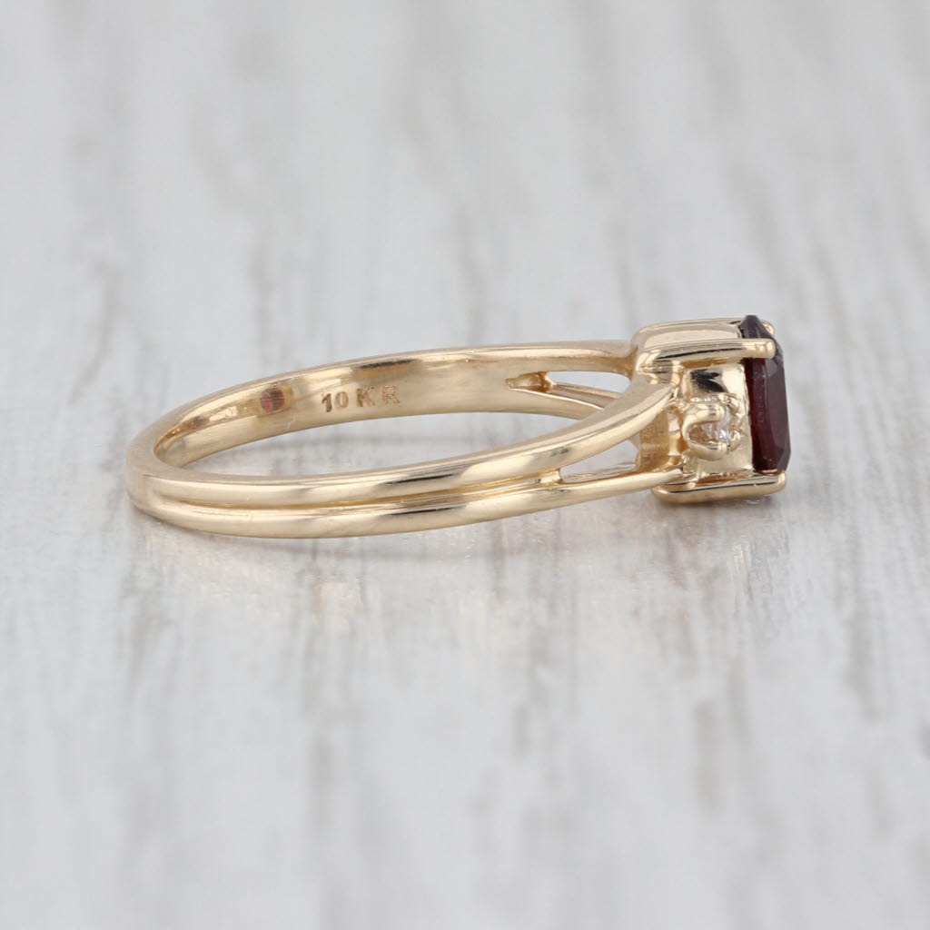 .057ctw Oval Garnet Diamond Ring 10k Yellow Gold Size 5.75