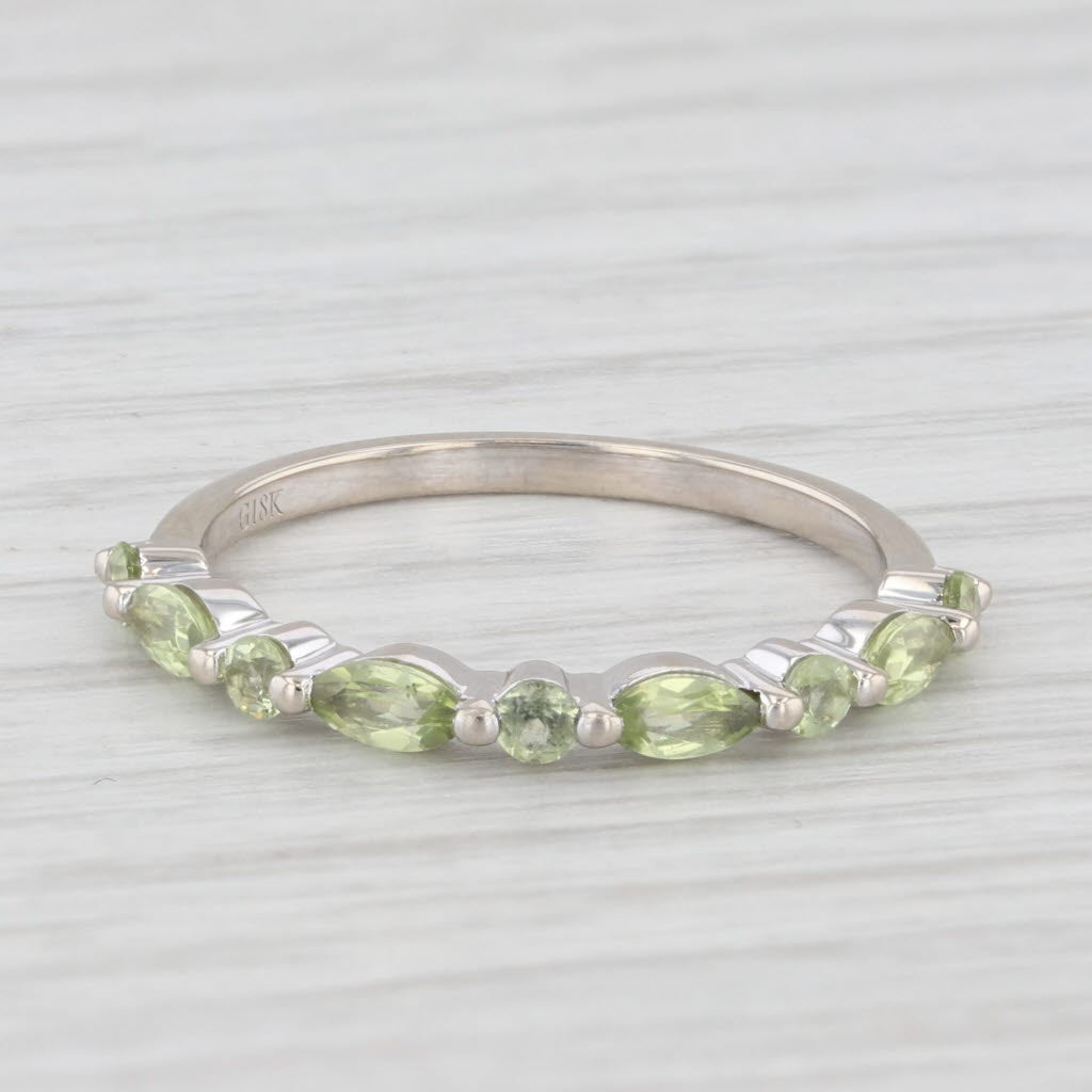 Light Gray 0.46ctw Peridot Stackable Ring 18k White Gold Size 5.5