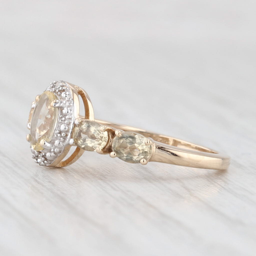 Light Gray 1.34ctw Yellow Topaz Diamond Halo Ring 10k Gold Size 5 COA Jacque Christie