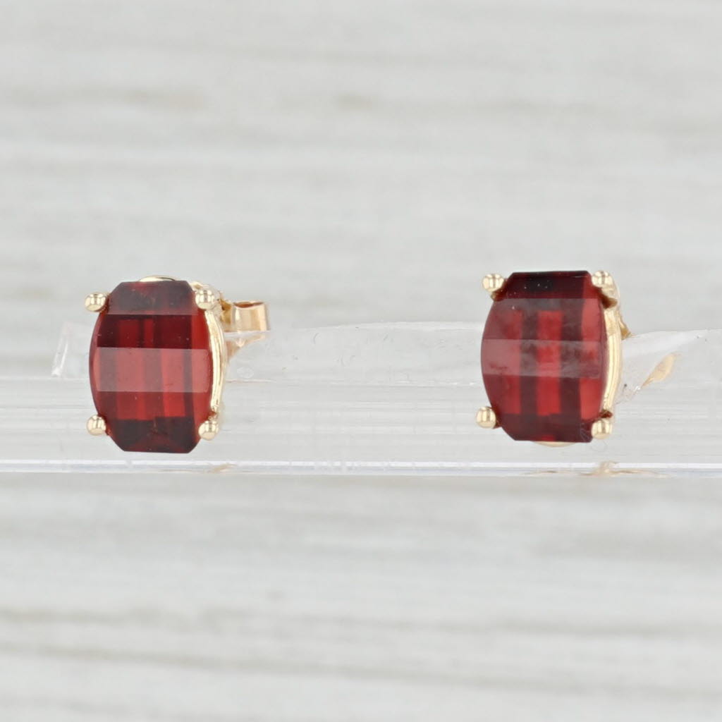 Light Gray 5ctw Garnet Stud Earrings 14k Yellow Gold January Birthstone Solitaire Studs