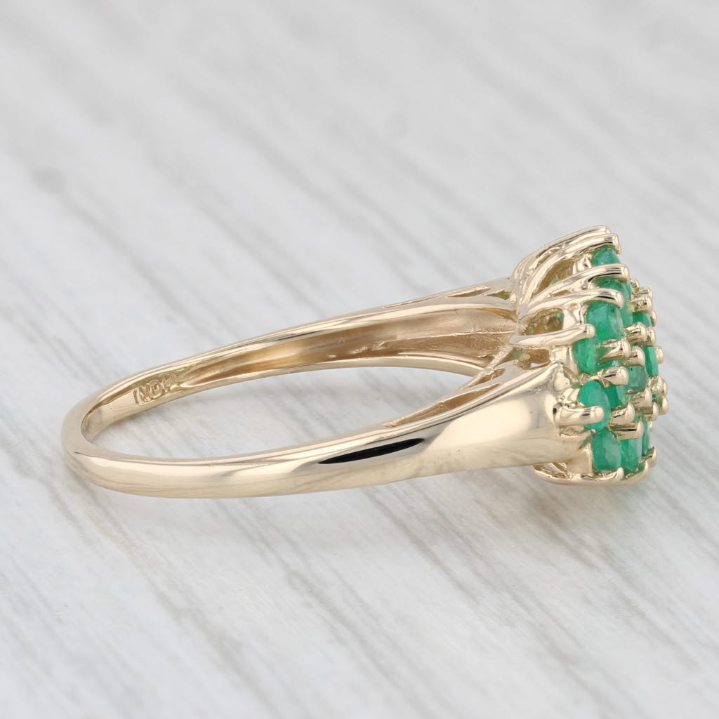 Light Gray 1.35ctw Emerald Cluster Ring 14k Yellow Gold Size 8.25