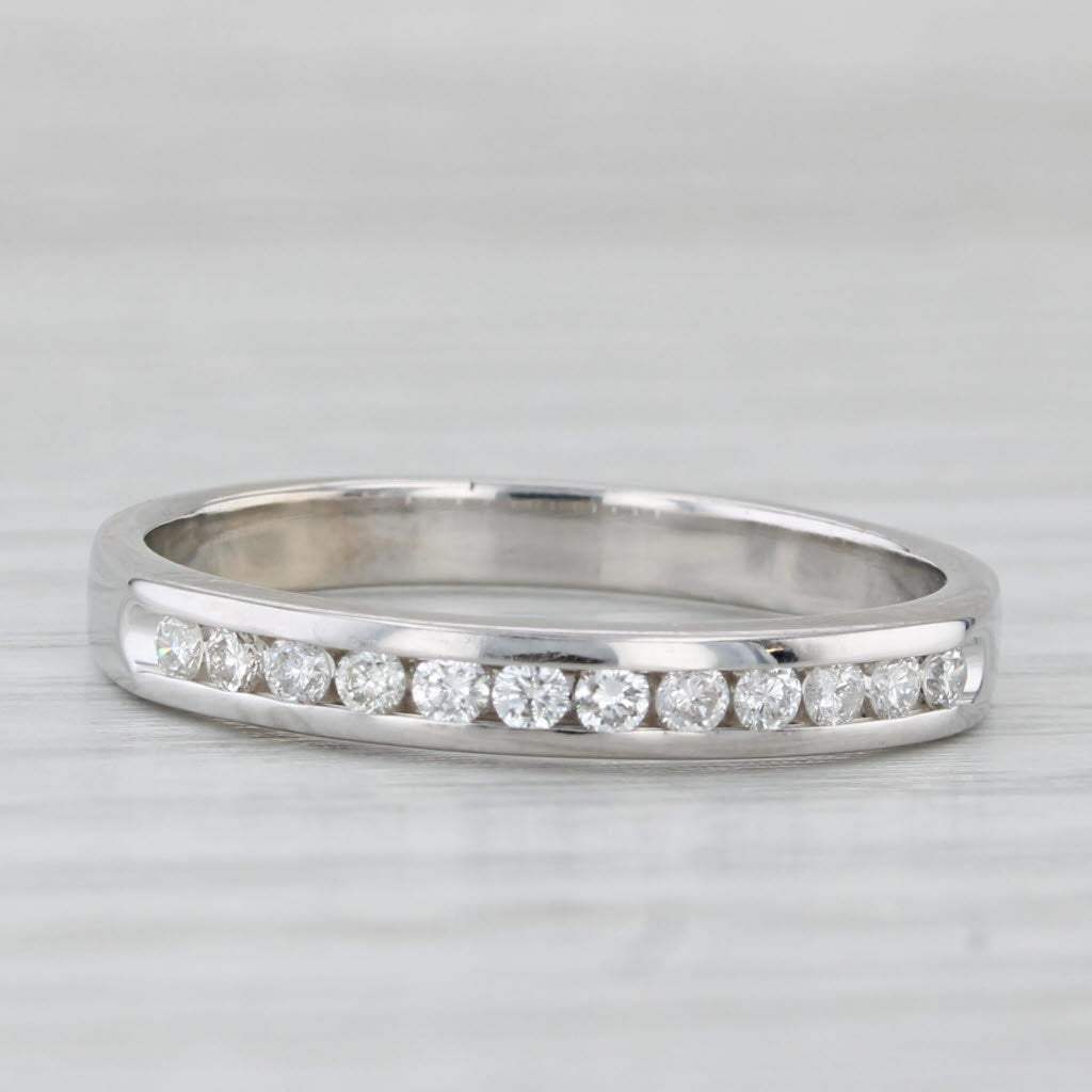 Light Gray 0.25ctw Diamond Wedding Band 14k White Gold Size 8.5 Stackable Ring