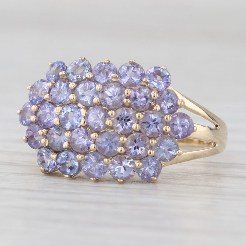 2.25ctw Tanzanite Cluster Ring 14k Yellow Gold Size 7.25 Cocktail