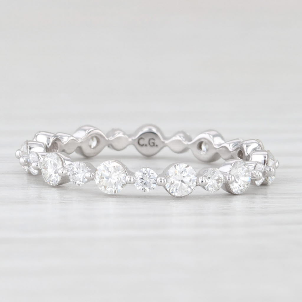 0.94ctw Diamond Eternity Band 14k White Gold Wedding Ring Size 6.25 Stackable