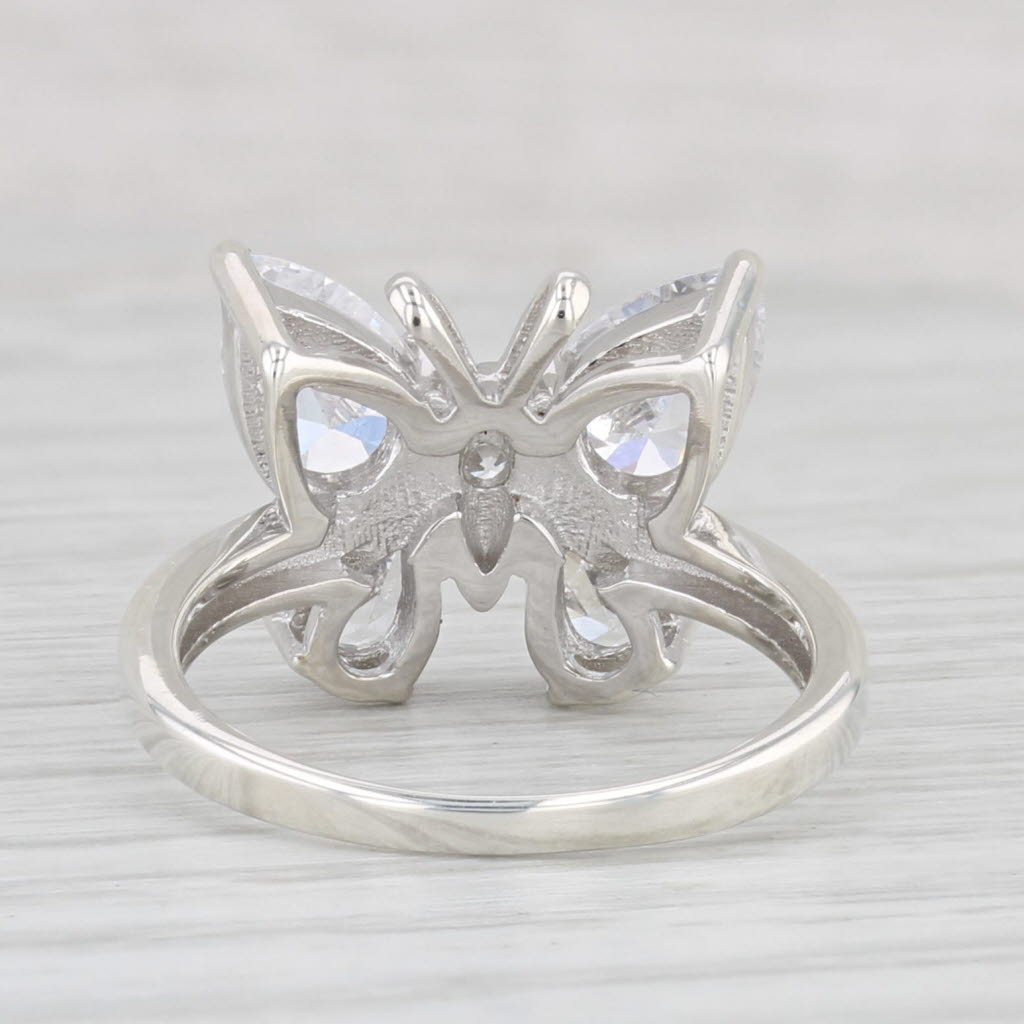 Light Gray 1.72ctw Cubic Zirconia Butterfly Ring Sterling Silver Size 5.25