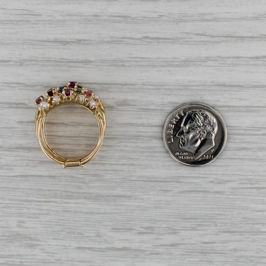 Vintage Gemstone Multiband Harem Ring 18k Gold French Size 5.5 Stacking