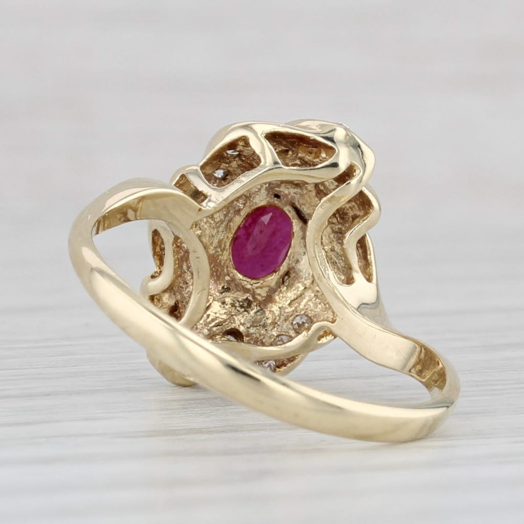 Light Gray 0.56ctw Oval Ruby Diamond Ring 14k Yellow Gold Size 6.5