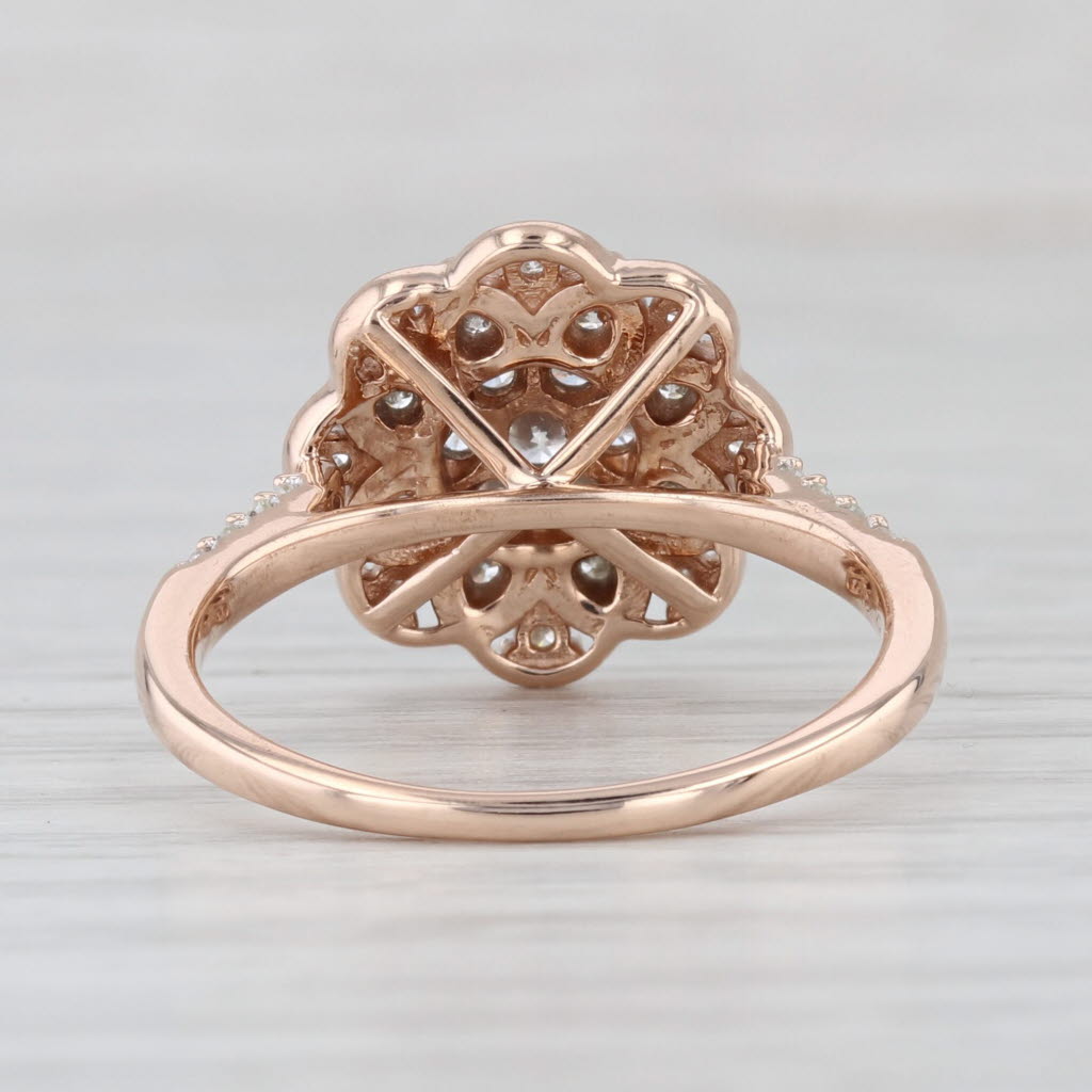 0.39ctw Diamond Cluster Flower Ring 10k Rose White Gold Size 7 Engagement
