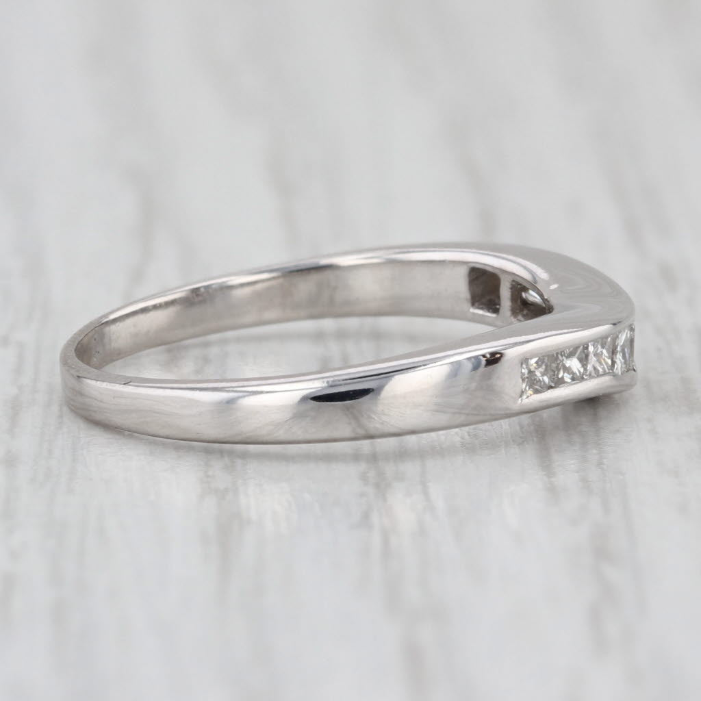 0.42ctw Diamond Contoured Wedding Band 14k White Gold Stackable Anniversary