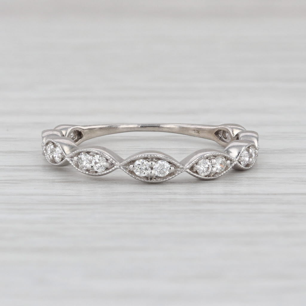 0.26ctw Diamond Stackable Wedding Band 10k White Gold Ring Size 6.75 Anniversary
