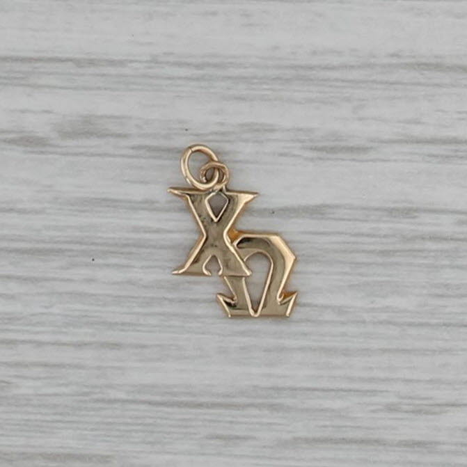 Chi Omega Sorority Lavalier Charm Pendant 10k Yellow Gold Greek Letters