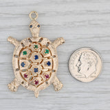 0.48ctw Gemstone Turtle Pendant 14k Yellow Gold Emerald Sapphire Ruby Charm