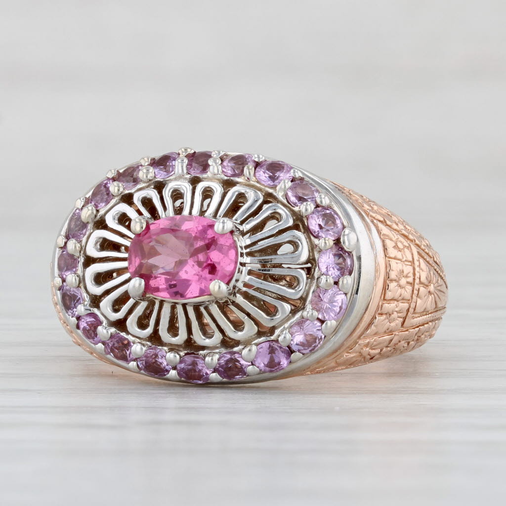 Light Gray 2.24ctw Pink Spinel Sapphire Ring 14k White Yellow Gold Size 9 Cocktail