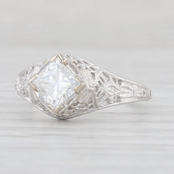 New Beverley K 1.02ctw Diamond Filigree Engagement Ring 14k White Gold Size 6.75