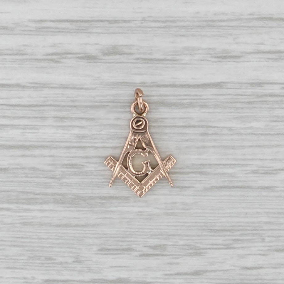 Masonic Blue Lodge Square Compass Symbol Pendant 10k Yellow Gold Charm