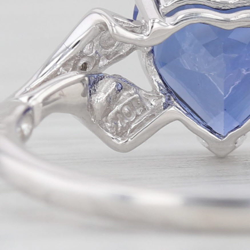 Light Gray 2.40ct Blue Lab Created Sapphire Heart Ring 10k Gold Size 7 Diamond Accents