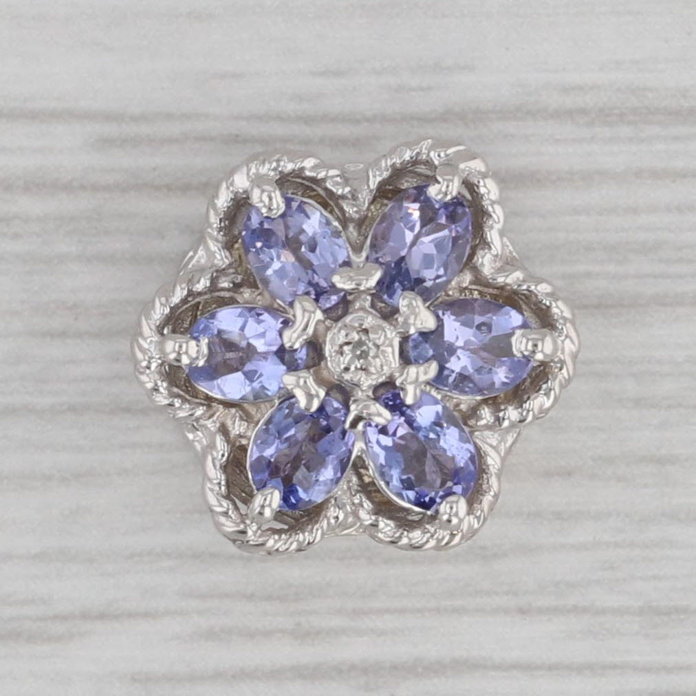 Gray Richard Klein 0.90ctw Tanzanite Diamond Flower Slide Bracelet Charm 14k Gold