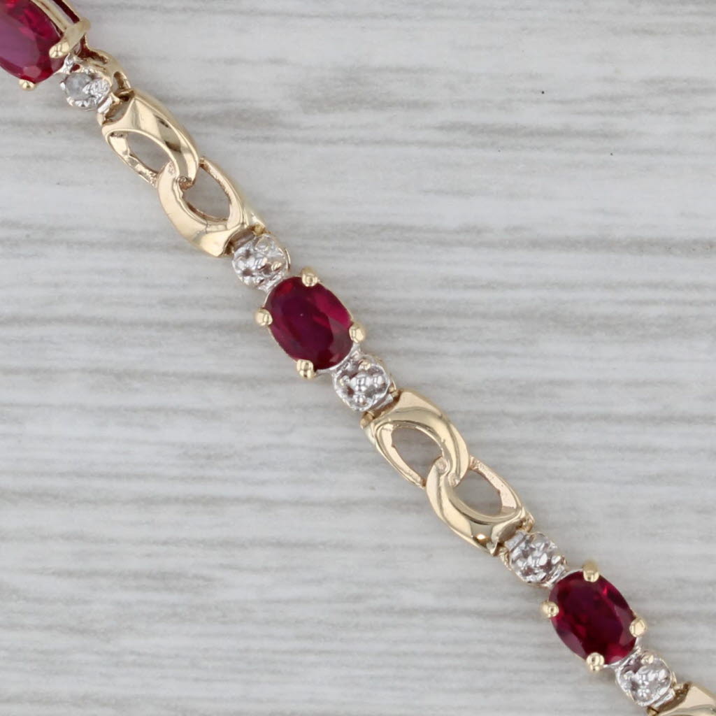 Gray 2.50ctw Lab Created Ruby Diamond Tennis Bracelet 10k Yellow Gold 7.25" 3.2mm