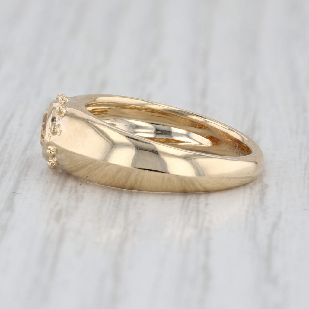 New Custom 0.77ct Yellow Brown Bezel Marquise Diamond Solitaire Ring 14k Gold