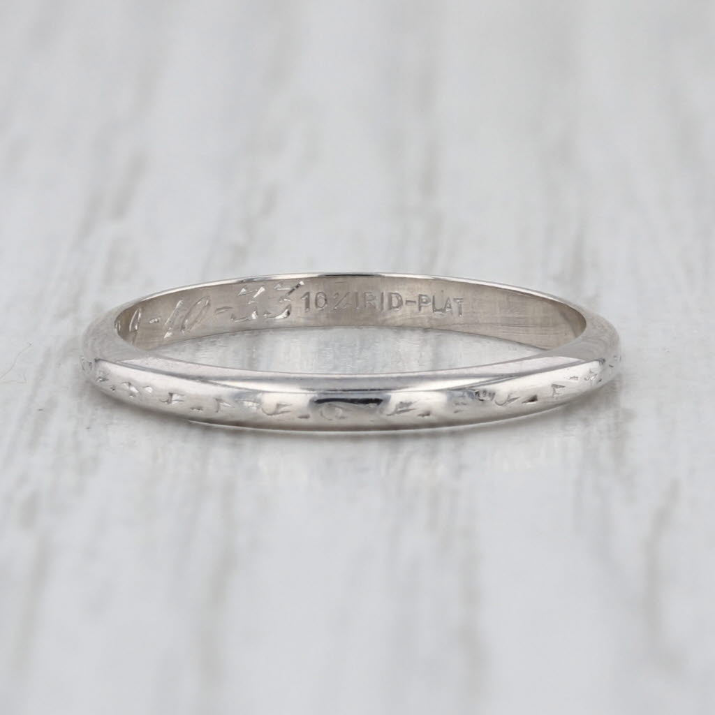 Antique Platinum Wedding Band Stackable Ring 2mm Size 5.75