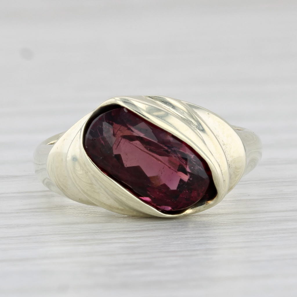 Light Gray 2.70ct Rubelite Tourmaline Ring 14k Yellow Gold Size 5.5 Oval Solitaire