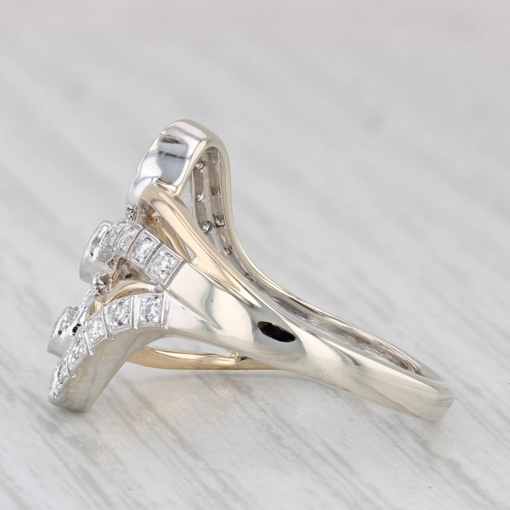 Light Gray 0.40ctw Diamond Swirl Bypass Ring 14k Yellow White Gold Size 6.25