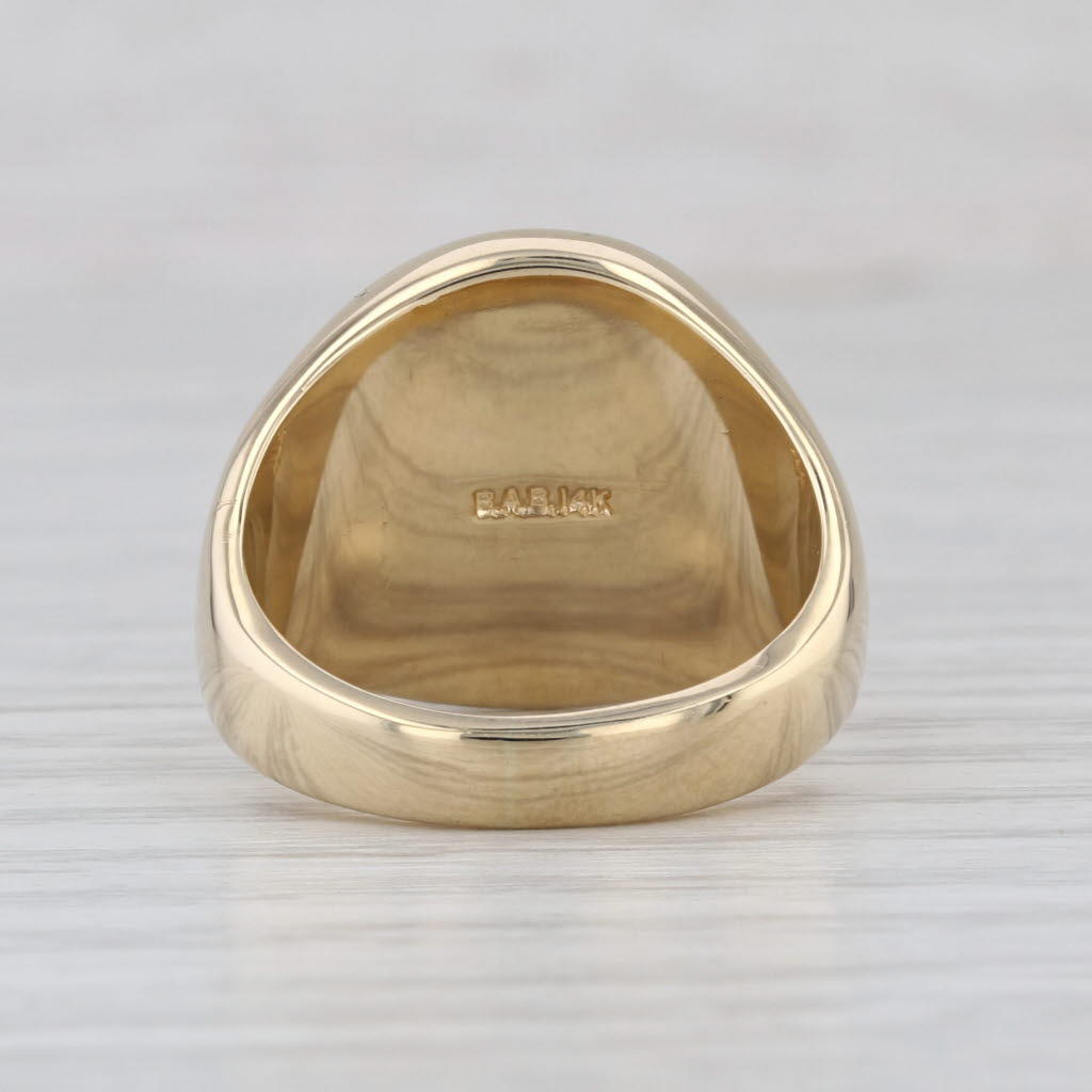 Engraved Scripted Initial Letter A Signet Ring 14k Yellow Gold Size 6.25