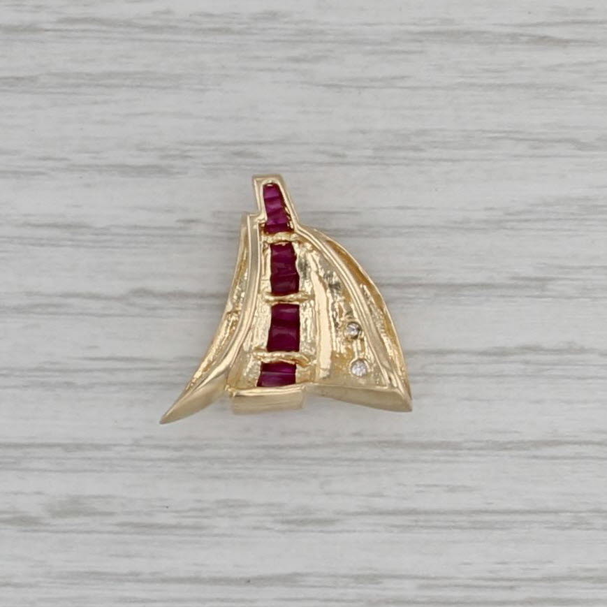0.83ctw Ruby Diamond Slide Pendant 14k Yellow Gold