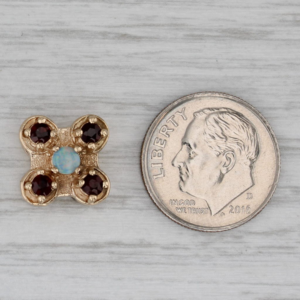Gray Garnet Opal Slide Bracelet Charm 14k Yellow Gold Vintage Old Victoria