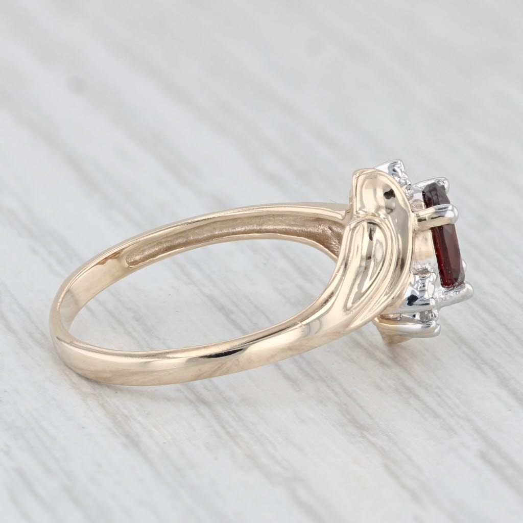 Light Gray 0.85ctw Oval Garnet Diamond Ring 10k Yellow Gold Bypass Size 7