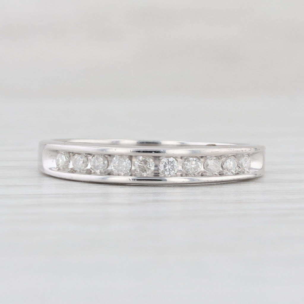 Light Gray 0.20ctw Diamond Wedding Band 10k White Gold Size 7 Stackable Ring