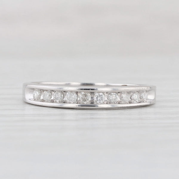 Light Gray 0.20ctw Diamond Wedding Band 10k White Gold Size 7 Stackable Ring