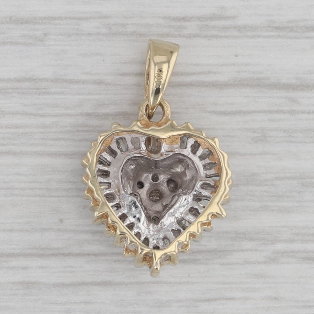 Gray 0.20ctw Diamond Cluster Heart Pendant 10k Yellow Gold Small Drop