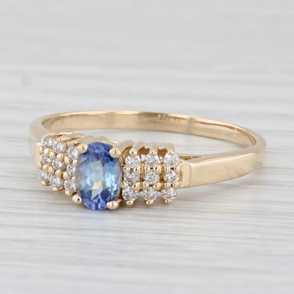 Light Gray 0.68ctw Oval Tanzanite Diamond Ring 14k Yellow Gold Size 11