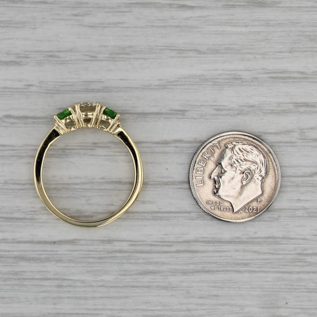 1.17ctw Diamond Green Demantoid Garnet 3-Stone Engagement Ring 18k Gold Sz 7.75