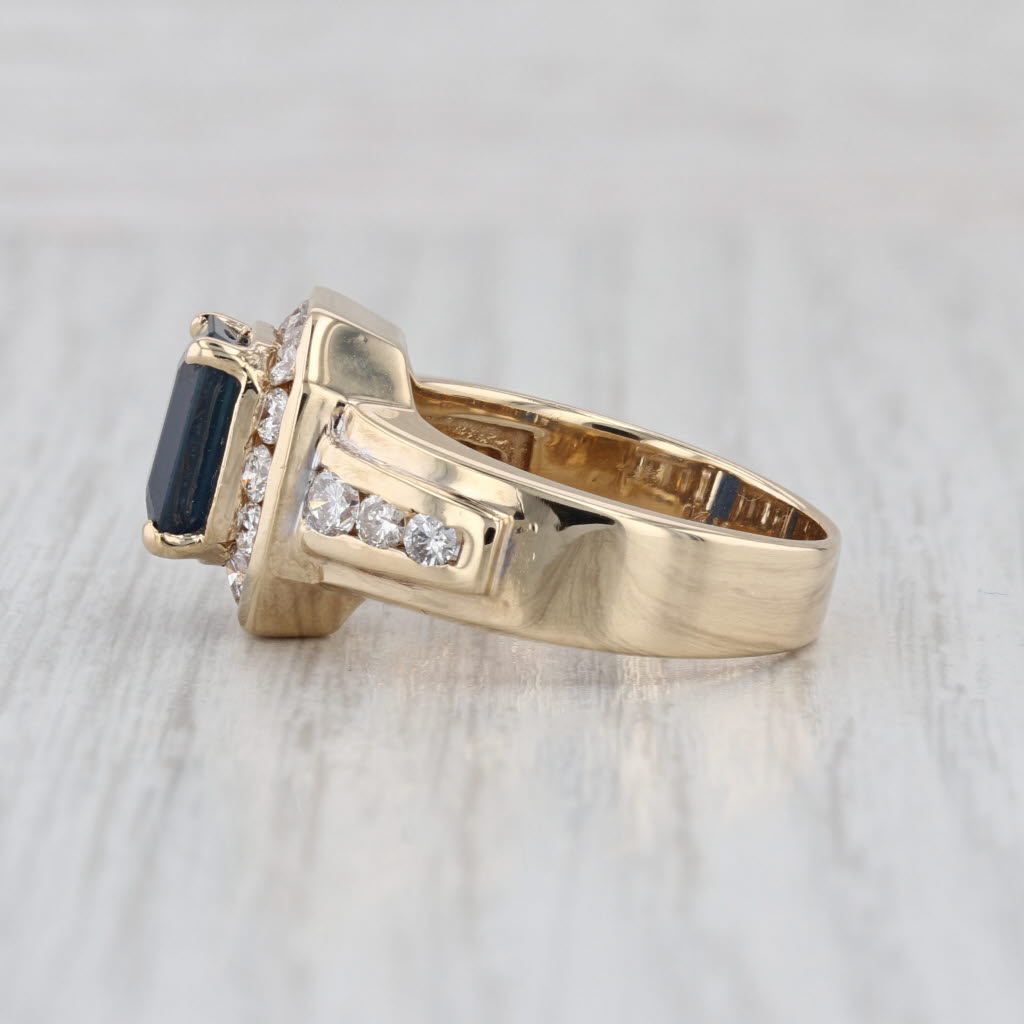 4.26ctw Emerald Cut Blue Sapphire Diamond Ring 14k Yellow Gold Size 8
